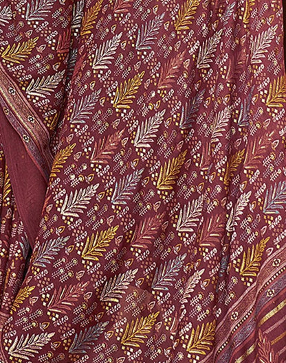 Maroon Georgette Printed Saree