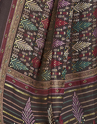 Dusty Wine Georgette Printed Saree