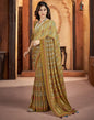 Dark Mustard Yellow Georgette Printed Saree