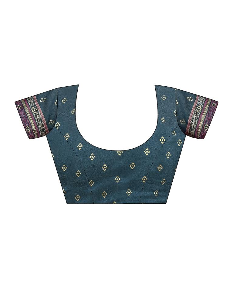 Rama Blue Georgette Printed Saree
