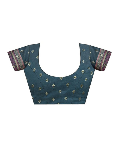 Rama Blue Georgette Printed Saree