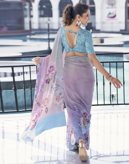 Multicoloured Satin Printed Saree