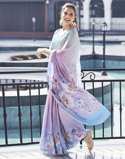 Multicoloured Satin Printed Saree
