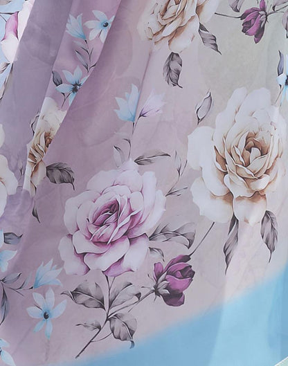 Multicoloured Satin Printed Saree