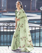 Light Pista Green Satin Printed Saree