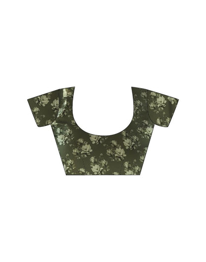 Light Pista Green Satin Printed Saree