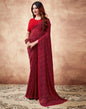 Maroon Georgette Printed Saree