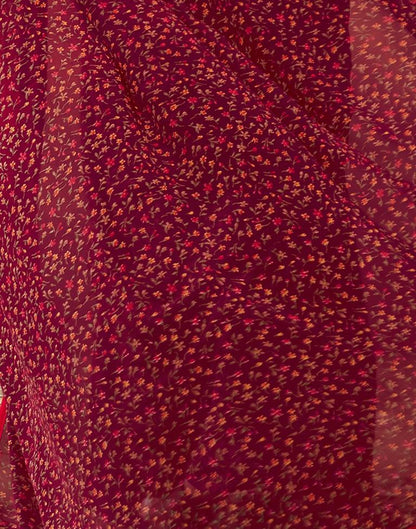 Maroon Georgette Printed Saree