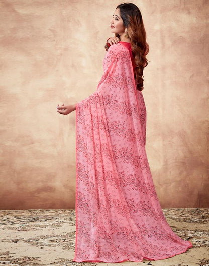 Light Pink Georgette Printed Saree
