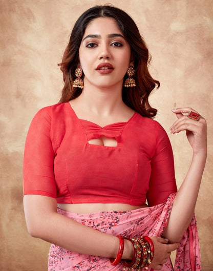 Light Pink Georgette Printed Saree