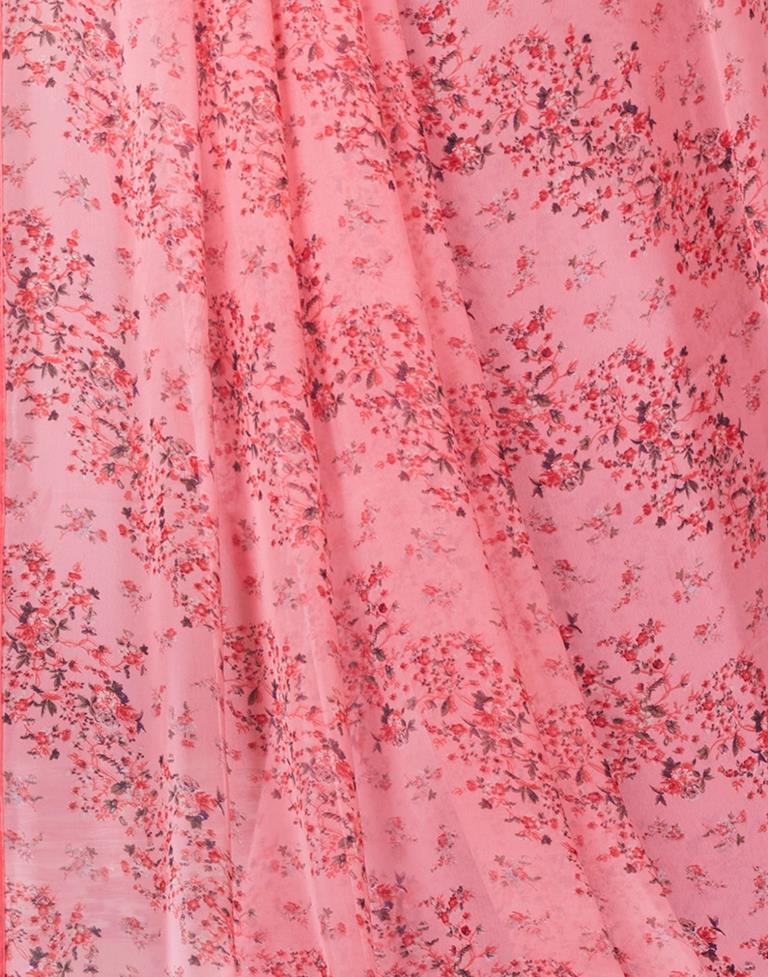 Light Pink Georgette Printed Saree