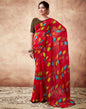 Red Georgette Printed Saree