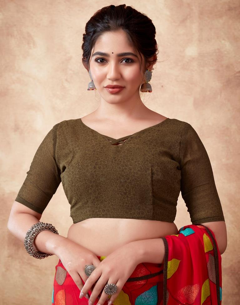 Red Georgette Printed Saree