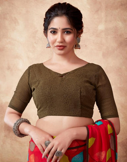 Red Georgette Printed Saree