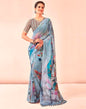 Gray & Multicoloured Georgette Printed Saree