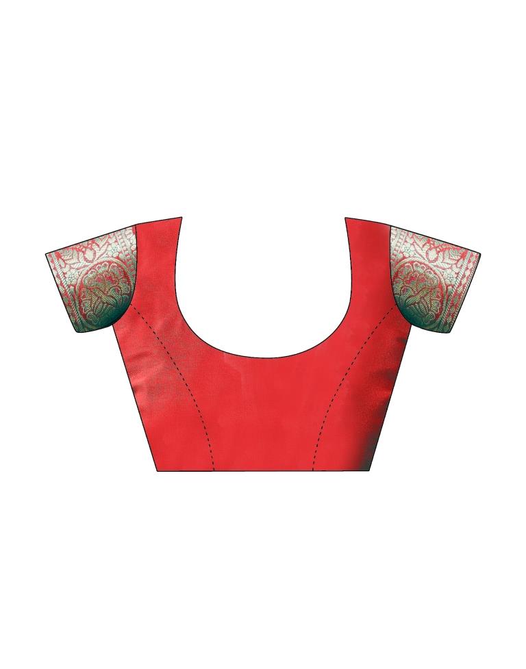 Red Georgette Plain Saree