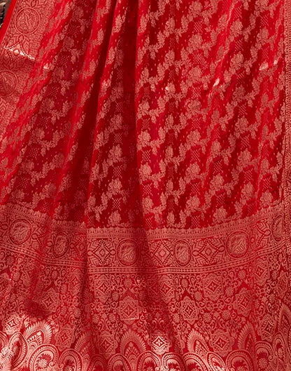 Red Georgette Plain Saree