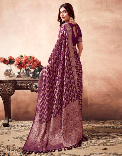 Wine Georgette Plain Saree