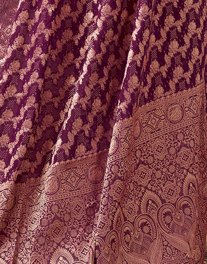 Wine Georgette Plain Saree