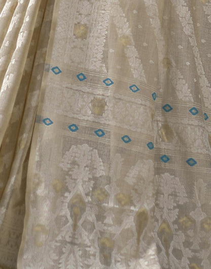 Beige Cotton Woven Saree