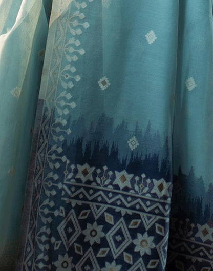Light Blue Cotton Woven Saree