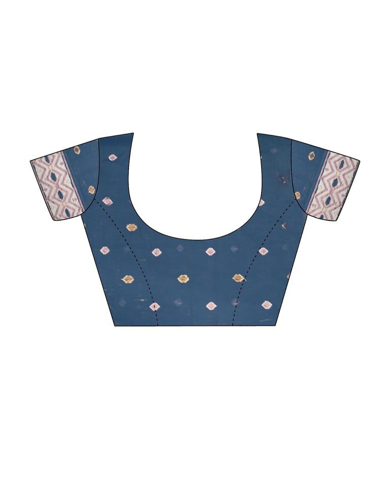 Light Blue Cotton Woven Saree