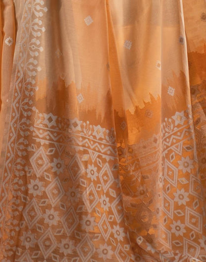 Light Orange Cotton Woven Saree