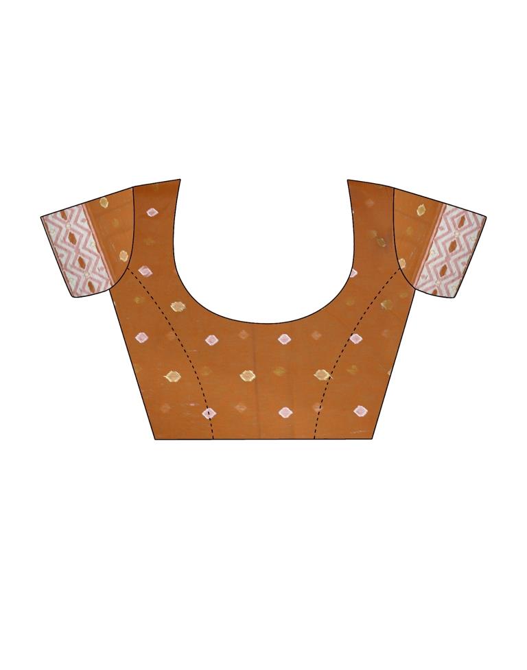 Light Orange Cotton Woven Saree