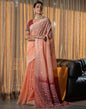 Peach Cotton Woven Saree