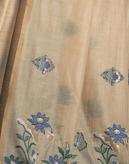 Beige Cotton Woven Saree