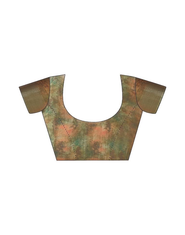 Mehandi Green Linen Printed Saree