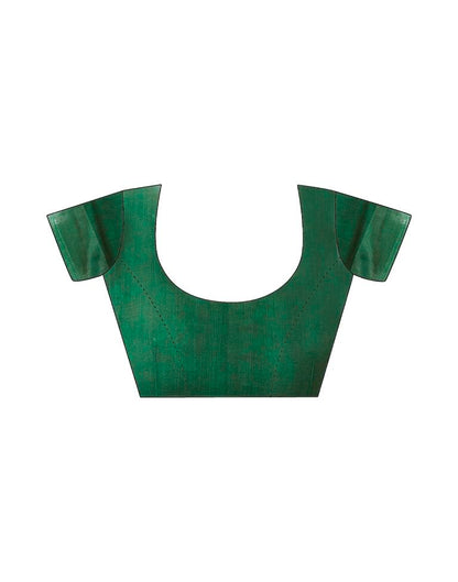 Dark Green Linen Printed Saree