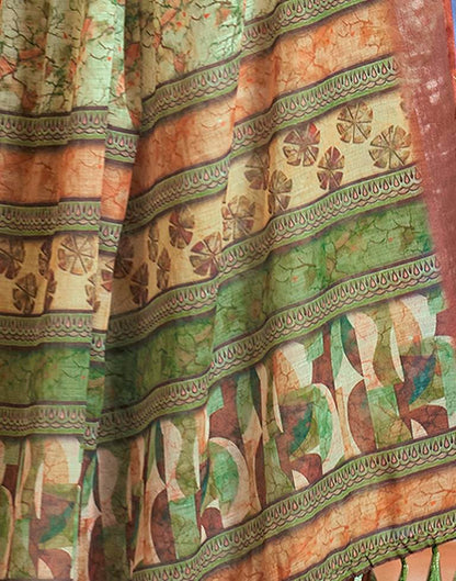Light Green Linen Printed Saree