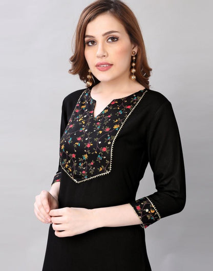 Black Coloured Rayon Printed Kurti With Palazzo | Leemboodi