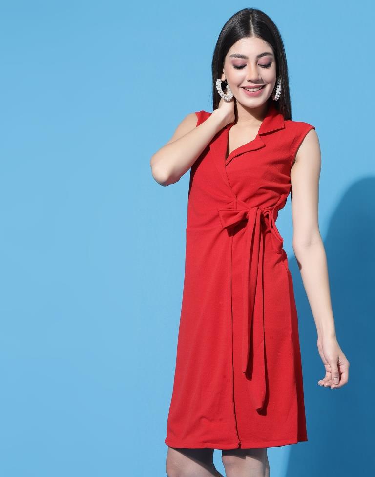 Red Knotted Collar Dress | Sudathi