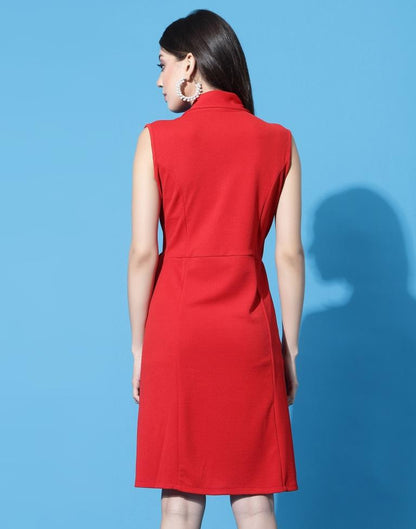 Red Knotted Collar Dress | Sudathi