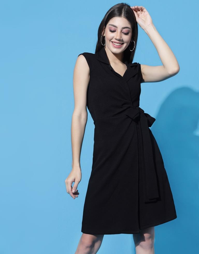 Black Knotted Collar Dress | Sudathi