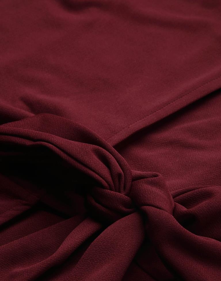 Maroon Knotted Collar Dress | Sudathi