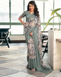 Dusty Green Georgette Printed Saree