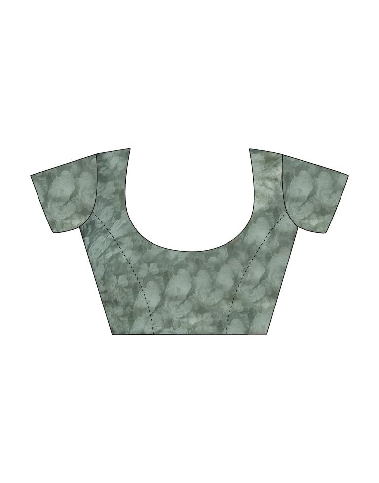 Dusty Green Georgette Printed Saree