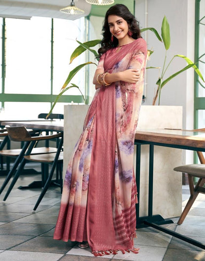 Dusty Pink Georgette Printed Saree