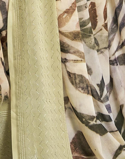 Dark Beige Georgette Printed Saree