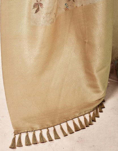 Beige Silk Printed Saree