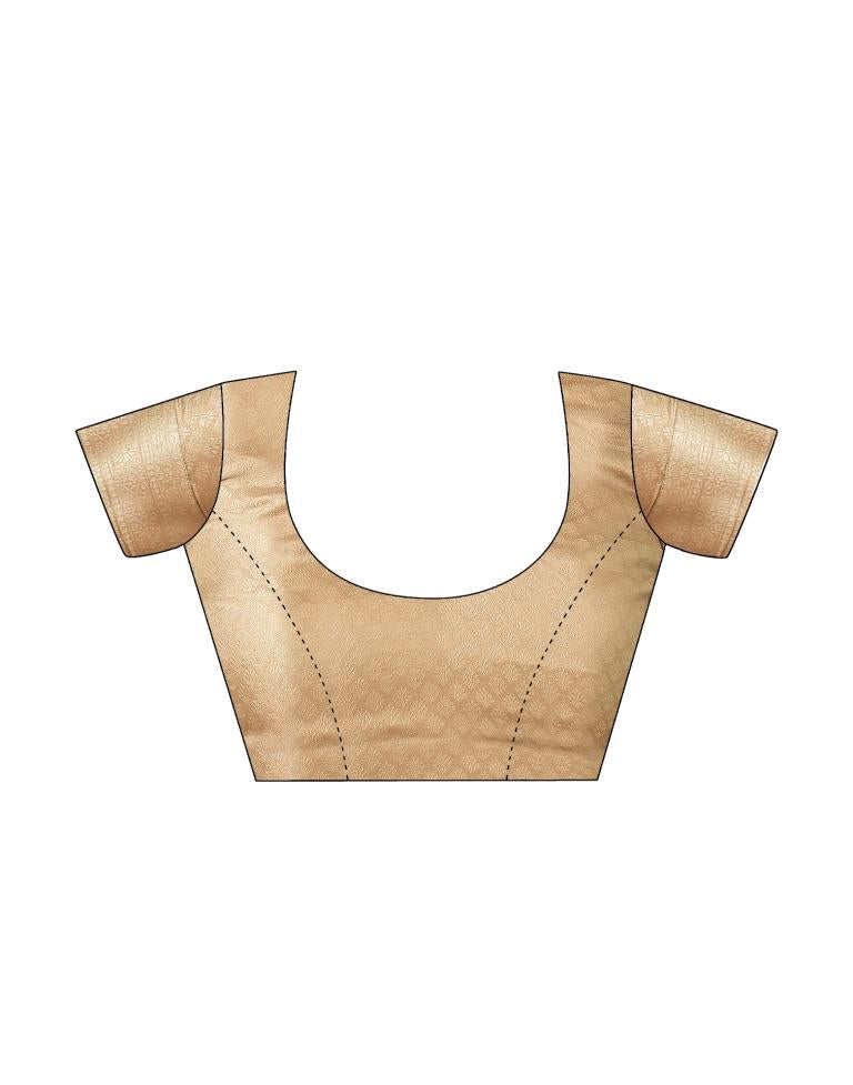 Beige Silk Printed Saree