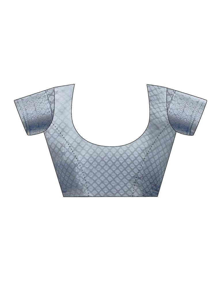 Grey Silk Printed Saree