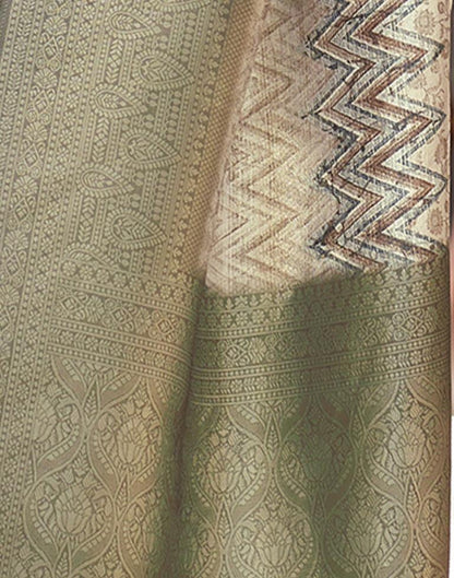 Beige Silk Printed Saree