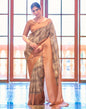 Beige Silk Printed Saree