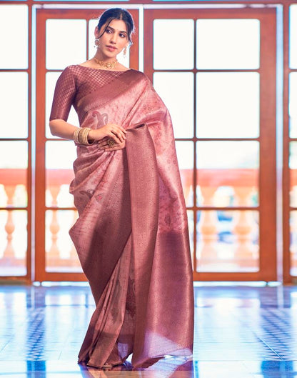 Pink Silk Printed Saree