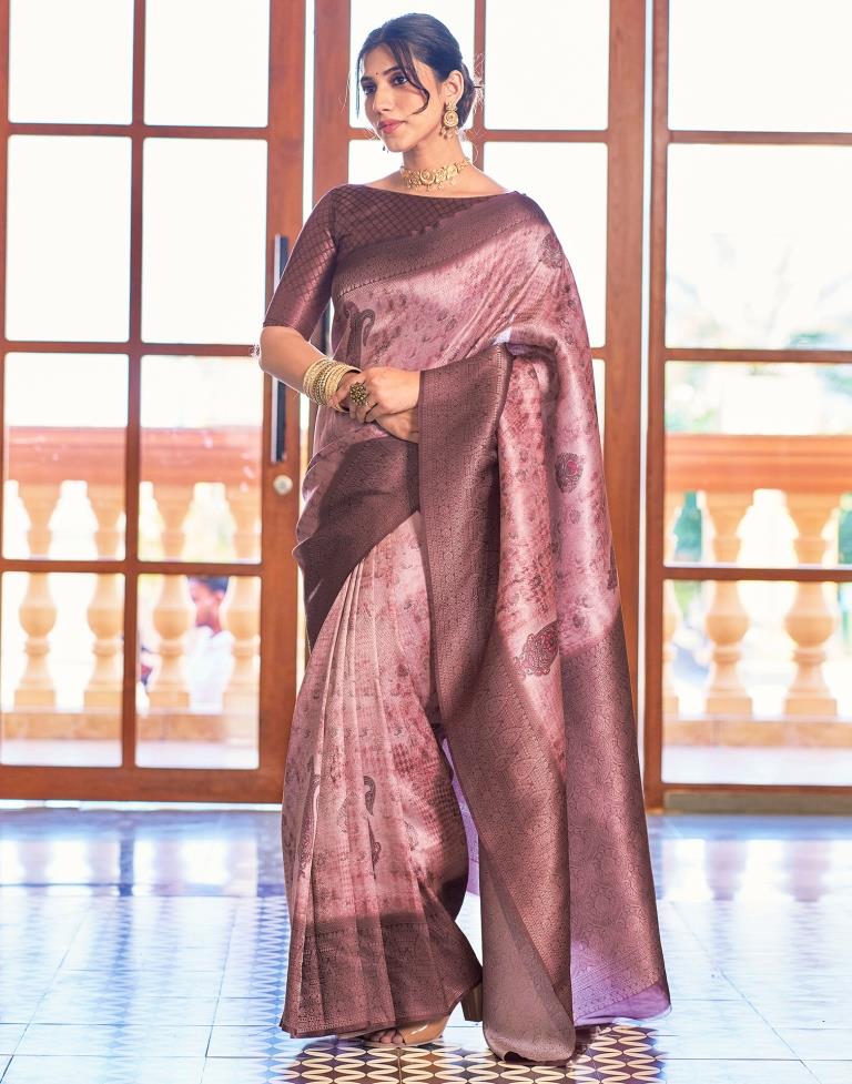 Pink Silk Printed Saree