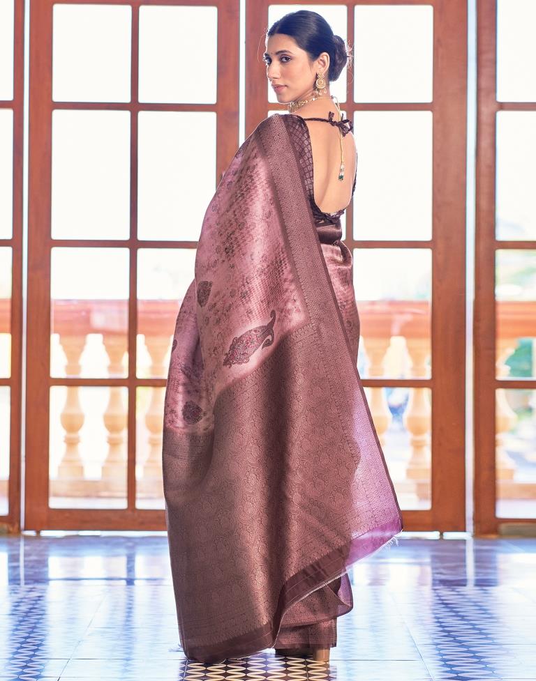 Pink Silk Printed Saree